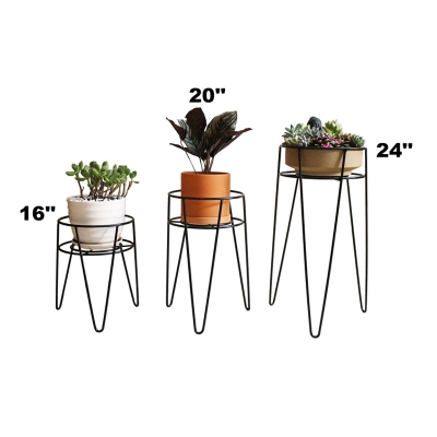Picture of 3 PC Planter Stand Flower Pot Stand For Balcony Living Room Outdoor Indoor Grill Rack 24, 20 & 16 Inches(Multicolor)