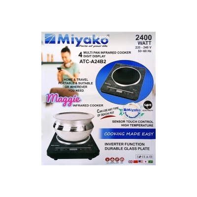 Picture of Miyako 2400 Watt Multi Pan Infrared cooker ATC-A24B2 Digital Infrared Cooker Smokeless And Energy Saving High Temperature Durable Glass Plate(ATC-A24B2)