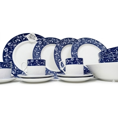 Picture of 32 pieces Ariane Brand dinner set for gift and home decoration- 6 Dinner Plates, 6 Half Plates, 1 Rice Dish, 1 Curry serving bowl, 6 Soup Bowl, 6+6 coffee cup + saucer(Multicolor15210)