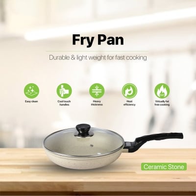Picture of BD-KOR FRY PAN (18 CM) Non-Stick Premium Marble Coating with Glass Lid(Multicolor)