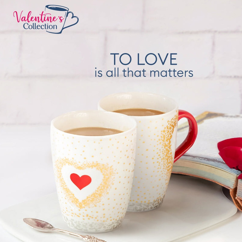 Picture of 2PCS Sprinkled Heart Mugs For Couple(Multicolor)