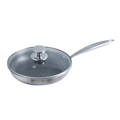 Picture of Kiam 28CM Tri Ply Honeycomb Stainless Steel Fry Pan With Lid INDUCTION BOTTOM(Multicolor)