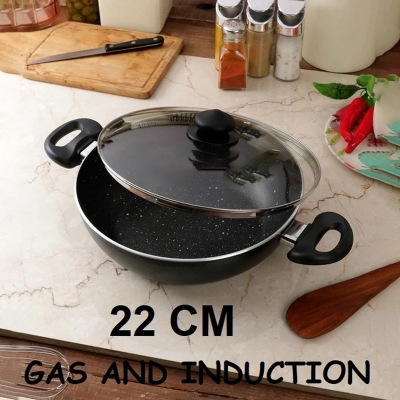 Picture of Prestiege INDUCTION Karai with Glass Cover 22 CM (MULTIPLE COLOR)(Black)