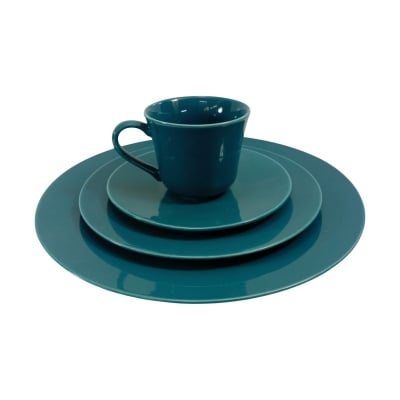 Picture of 36 pieces dinner set for gift and home decoration- 6 Dinner Plates, 6 Half Plates, 1 Rice Dish, 1 Curry serving bowl, 6 Soup Bowl, 6+6 coffee cup + saucer, 1 Tea Pot, 1 Milk Pot, 1 Sugar Pot, 1 Salt Shaker(Multicolor-GBW76RD)