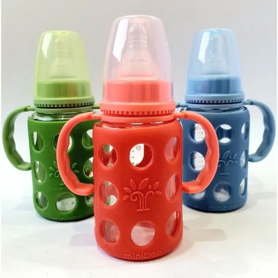Picture of Baby Glass Feeder 120 ml/40z (Silicon Cover)(Multicolor)