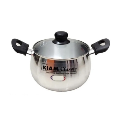 Picture of Kiam Aluminium Belly Shape Saucepan 26CM With Glass Lid(26CM)