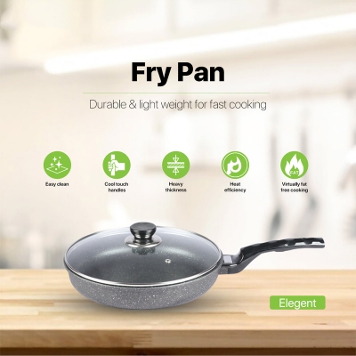 Picture of BD-KOR FRY PAN (22 CM) Non-Stick Premium Marble Coating with Glass Lid(Elegant)