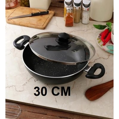 Picture of Prestiege INDUCTION Karai with Glass Cover 30 CM (MULTIPLE COLOR)(Grey)