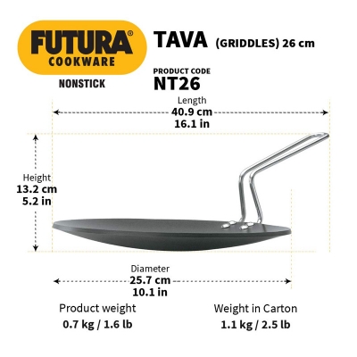 Picture of Futura Nonstick Flat Tava 26 cm, 4.88 mm(Black)
