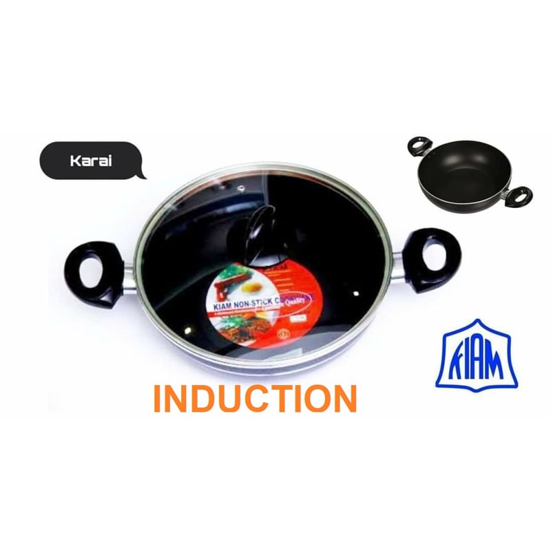 Picture of Kiam karai 24CM with glass lid (Induction)(Multicolor)