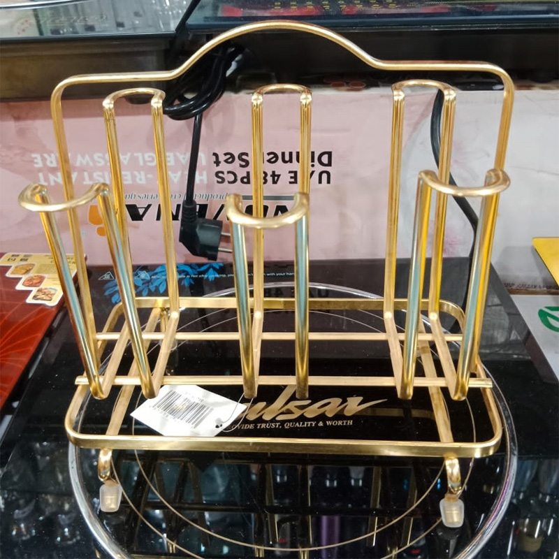 Picture of Rectangular Glass Holder - 6 Holder - Golden(Multicolor)