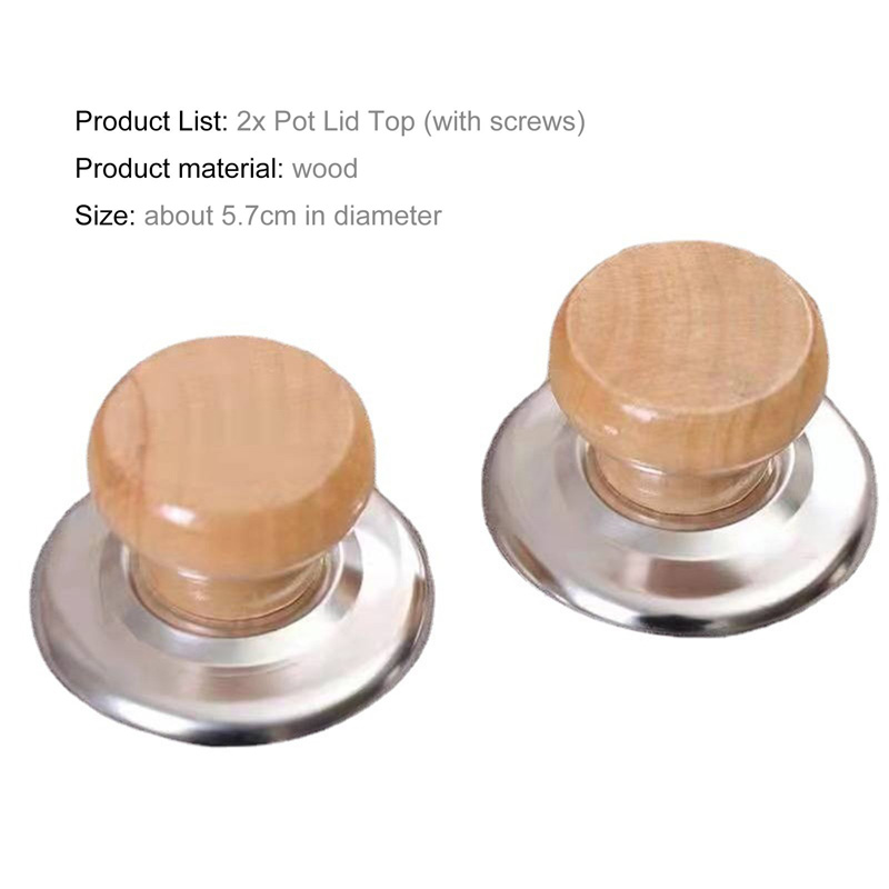 Picture of 2 PCS Solid Wood Lid Handle Pot Lid Grip Accessory Anti-scald Pot Lid Handle Replacement Pot Lid Wooden Handle Replacement Pot Lid Handle Wooden Pot Cover Handle Pot Grip Accessory(Multicolor)