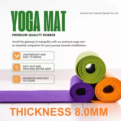 Picture of 1 PC 8MM 30x72 Yoga Mat Eco Friendly Anti-Slip Exercise Good Quality MULTI-COLOR(Multicolor)