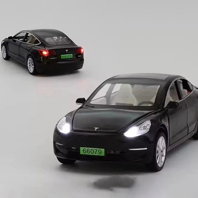 Picture of 1 PC Diecast Metal 1:32 Scale Tesla Model 3 Pull Back Miniature Replica(Multicolor)