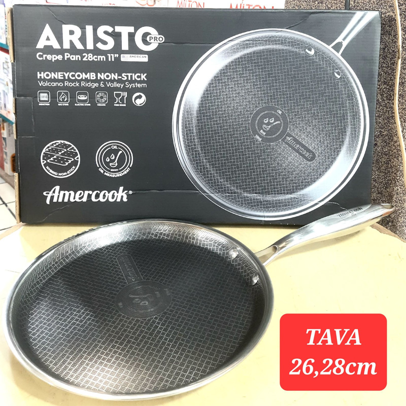 Picture of AMERCOOK USA 28CM tava kadhai tri-ply stainless steel honeycomb non-stick(Multicolor)