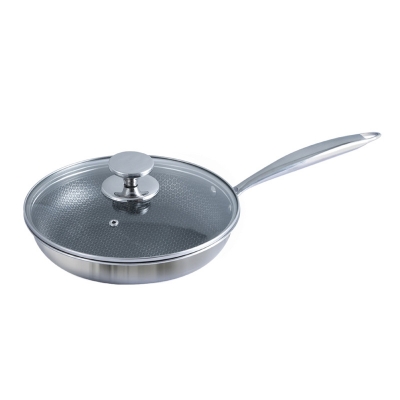 Picture of Kiam Tri Ply Honeycomb 24CM Stainless Steel Fry Pan With Lid INDUCTION BOTTOM(Multicolor)
