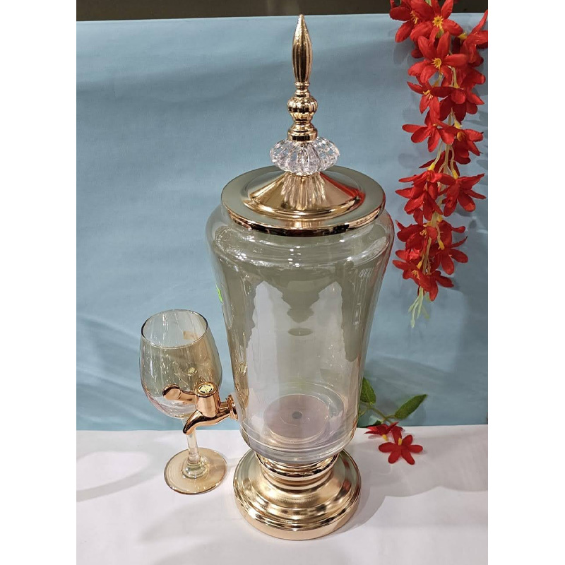 Picture of 7 Pcs Golden Glass Juice Dispenser & Glass Set4(Multicolor)