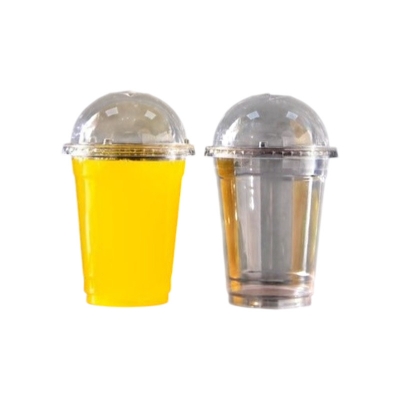 Picture of 200PCS One time Plastic Juice Glass OR Cake jar 350 Ml With Lid(Multicolor200PCS)