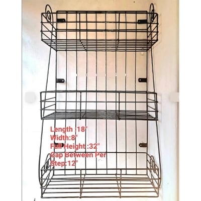 Picture of 1 PC Modern Kitchen Rack 3 Layer, Square Wall Hanger, Easy to Install, Organize Accessories 32 / 8 / 18 Inches(Multicolor)