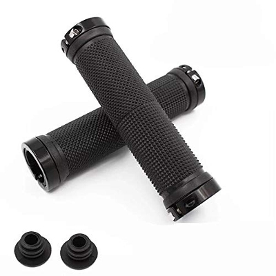 Picture of Mountain Bike Handlebar Grips Anti-Slip Rubber Bicycle Grips with Double Aluminum Alloy Lock for BMX Mountain Road Urban Foldable Bike