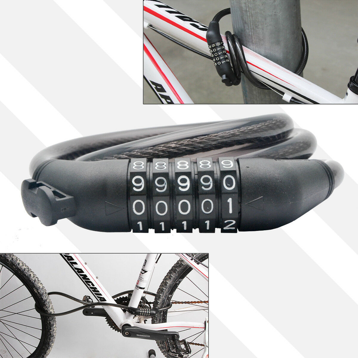 Picture of Cycling Security 5 Digit Combination Password Bike Bicycle Cable Chain Lock - Cycle Accessories