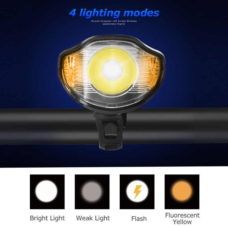 Picture of Waterproof Bike Light USB Charging Front Bike Flashlight Handlebar Bike Headlight With Horn Speed ​​Meter LCD Display