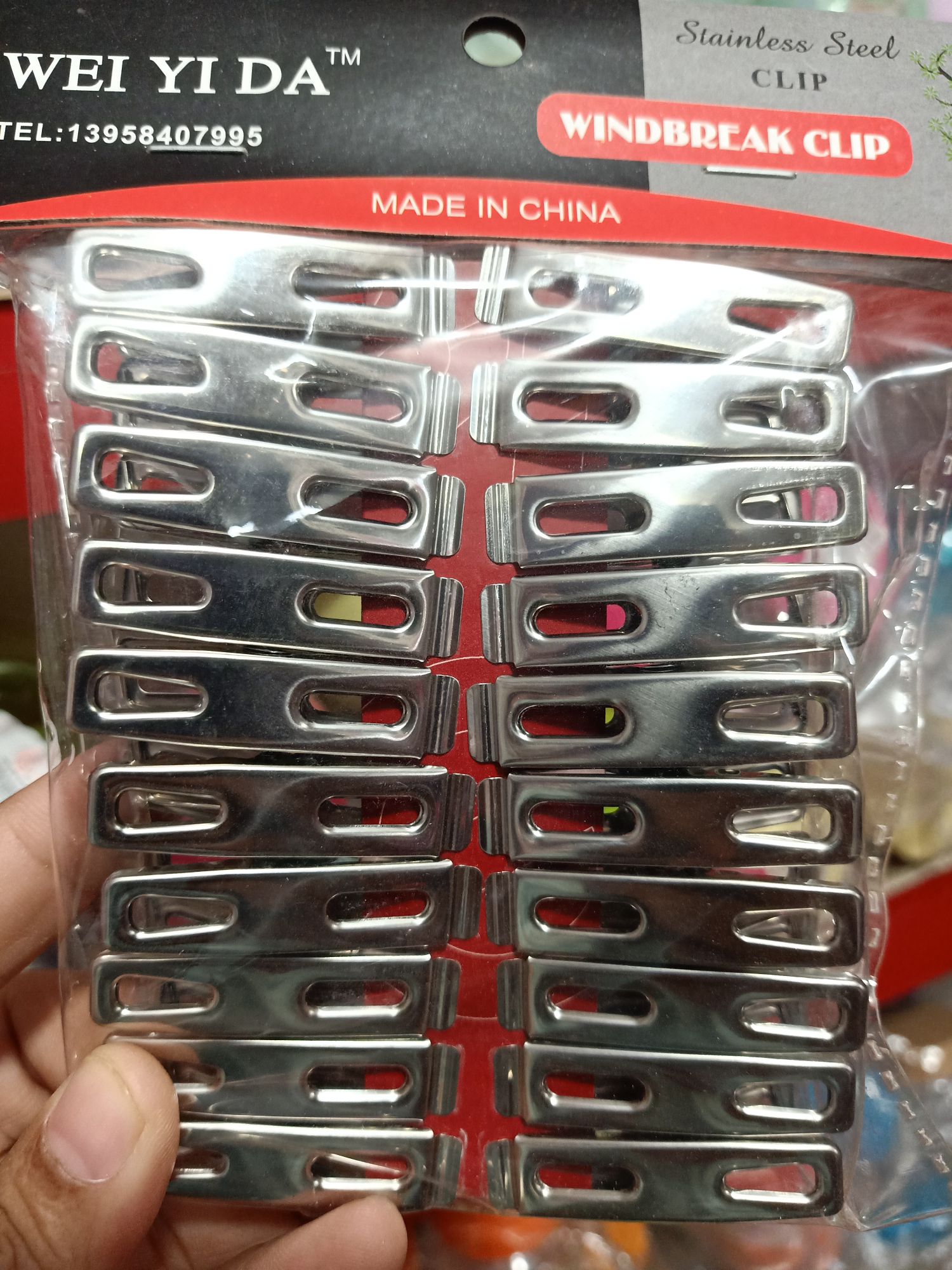 Picture of STAINLESS STEEL WINDBREAK CLIP MADE IN CHINA 20 PCS SET - Silver