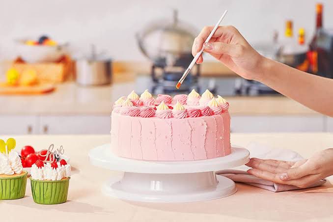 Picture of Ultimate 11-Inch Rotating Cake Turntable: High-Quality Revolving Stand for Effortless Cake Decorating and Baking Creations - White