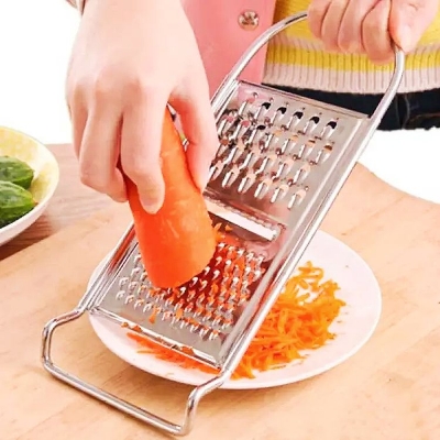 Picture of 3 in 1 Stainless Steel Vegetable Grater Silver hand greater for cheese potato Fruit Multifunctional Vegetable Cutter - Silver