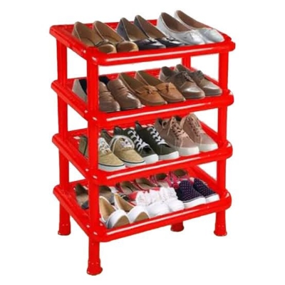 Picture of 100% Plastic Solid RFL Shoe Rack - 4 Step - Red