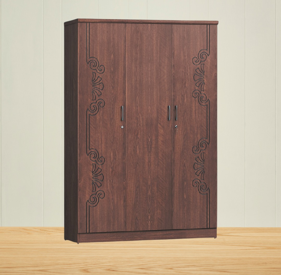 Picture of Furniture Express Antique Secure 3-Door Almirah, Partex MDF Laminated Board Wardrobe 72/48