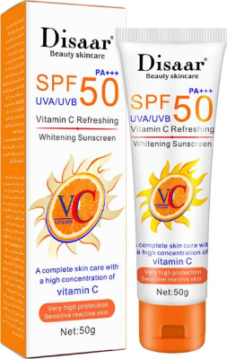 Picture of Disaar Vitamin C Organic Sunscreen SPF 50 Oil Free Sunscreen Instant High Protection sunblock cream 50g