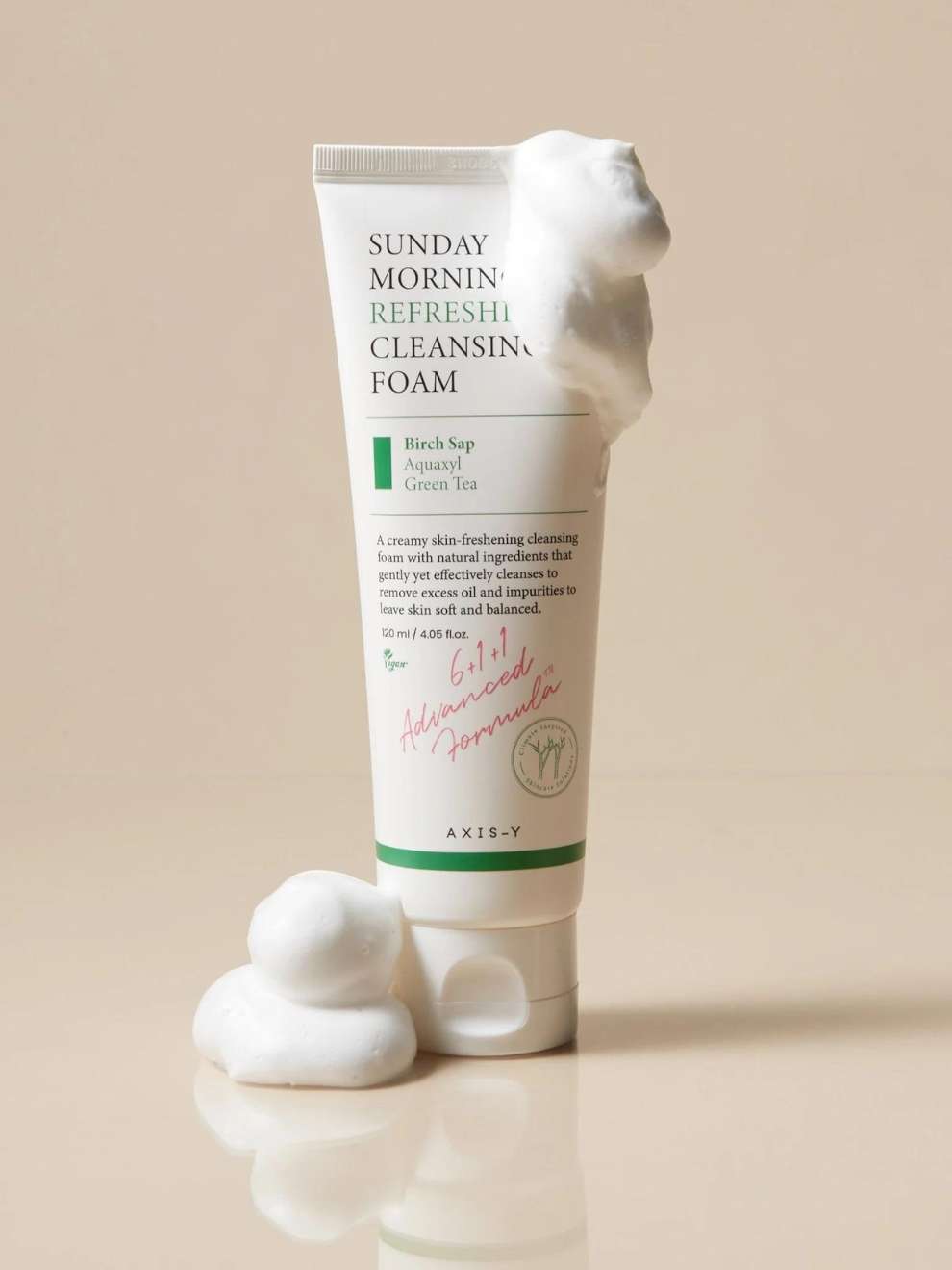 Picture of AXIS-Y Sunday Morning Refreshing Cleansing Foam 120ml / 4.05 fl. oz | Gentle Foaming Facial Cleanser | Moisturizing Cleanser, Birch Sap, Aquaxyl, Korean Skincare