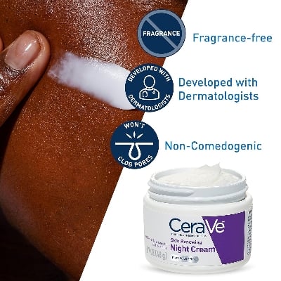 Picture of CeraVe Skin Renewing Night Cream, Niacinamide, Peptide Complex, and Hyaluronic Acid Moisturizer for Face