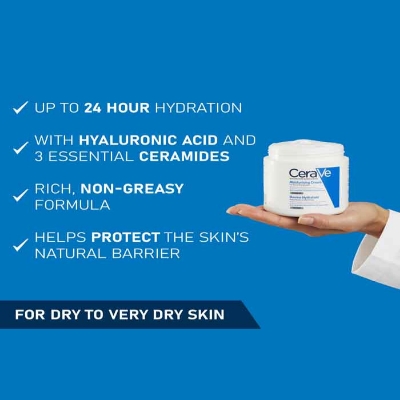 Picture of CeraVe Moisturising Cream Pot with 3 Essential Ceramides and Hyaluronic Acid for Dry to Very Dry Skin 340g