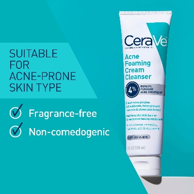 Picture of Cerave Acne Foaming Cream Cleanser with 4% Benzoyl Peroxide (150ml)