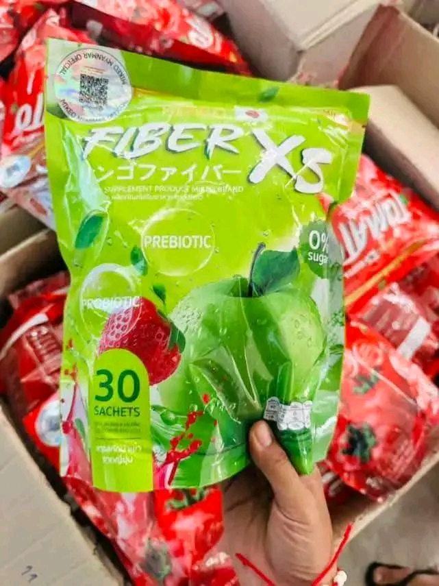 Picture of Fiber XS  Detox Supplement for Gut Health , Green Apple Fiber Drink ,13 Fruit Extracts – 30 Sachets
