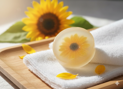 Picture of Handmade Sunflower Glycerine Soap – 60gm | Crafted with Natural Ingredients for a Gentle Glow