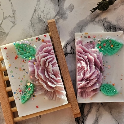 Picture of Handmade Glycerine Soap Bar – Handcrafted Floral Art Design, 120gm