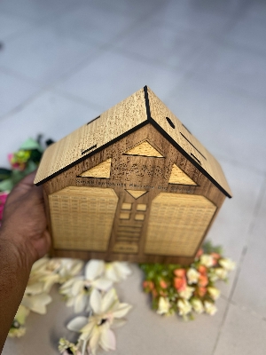 Picture of Wooden House Money Saving Bank – Perfect Gift for Smart Savings (1,00,000 Challenge)