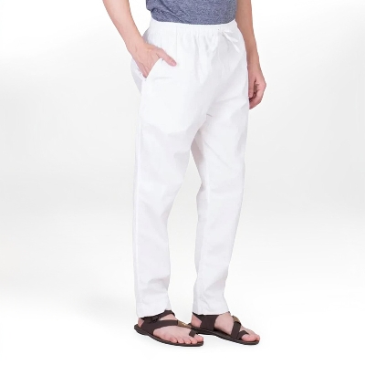 Picture of Fasionable white colour trawjer sada payjama