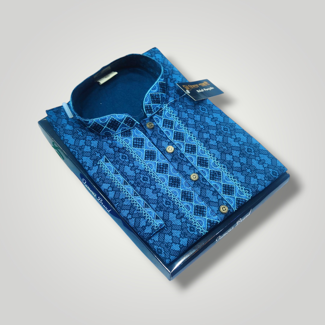 Picture of Semilong fasionable ambrodary work kurtas fon Men