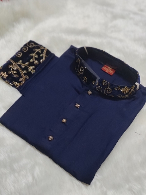 Picture of hand contrast mens 2024 eid spicial semilong panjabi mens fasionable panjabi new panjabi for men - panjabi