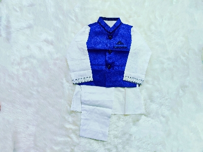 Picture of Children blue waistcoat panjabi payjama sets winter special collection