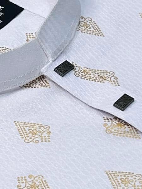 Picture of Eid Special Men Glassy Printed  Semilong Fashionable Panjabi For Men 2025কাপল ড্রেস শাড়ি