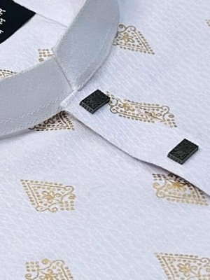 Picture of Eid Special Men Glassy Printed  Semilong Fashionable Panjabi For Men 2025কাপল ড্রেস শাড়ি