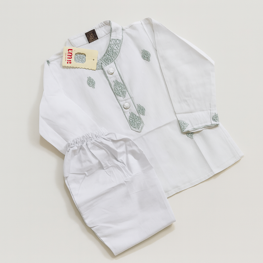 Picture of Trendsetter -Kids panjabi set/baby fasionable panjabi set, soft cotton white colour baby panjabi/eid ul ajha special panjabi- Inventive Choice