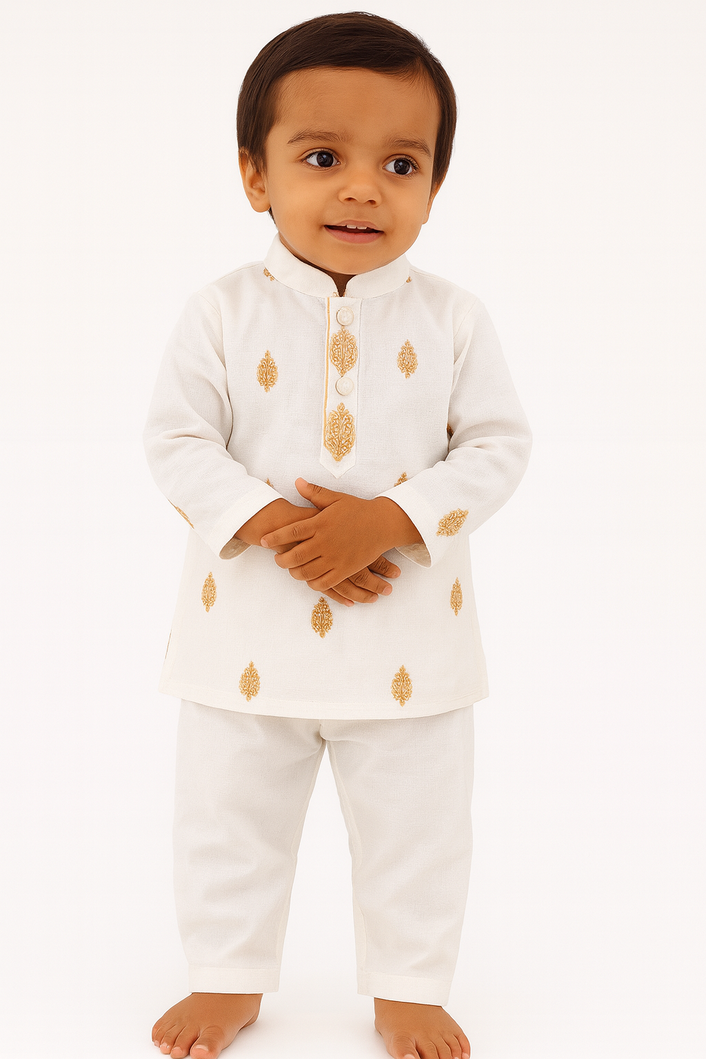 Picture of Trendsetter -Kids panjabi set/baby fasionable panjabi set, soft cotton white colour baby panjabi/eid ul ajha special panjabi- Inventive Choice