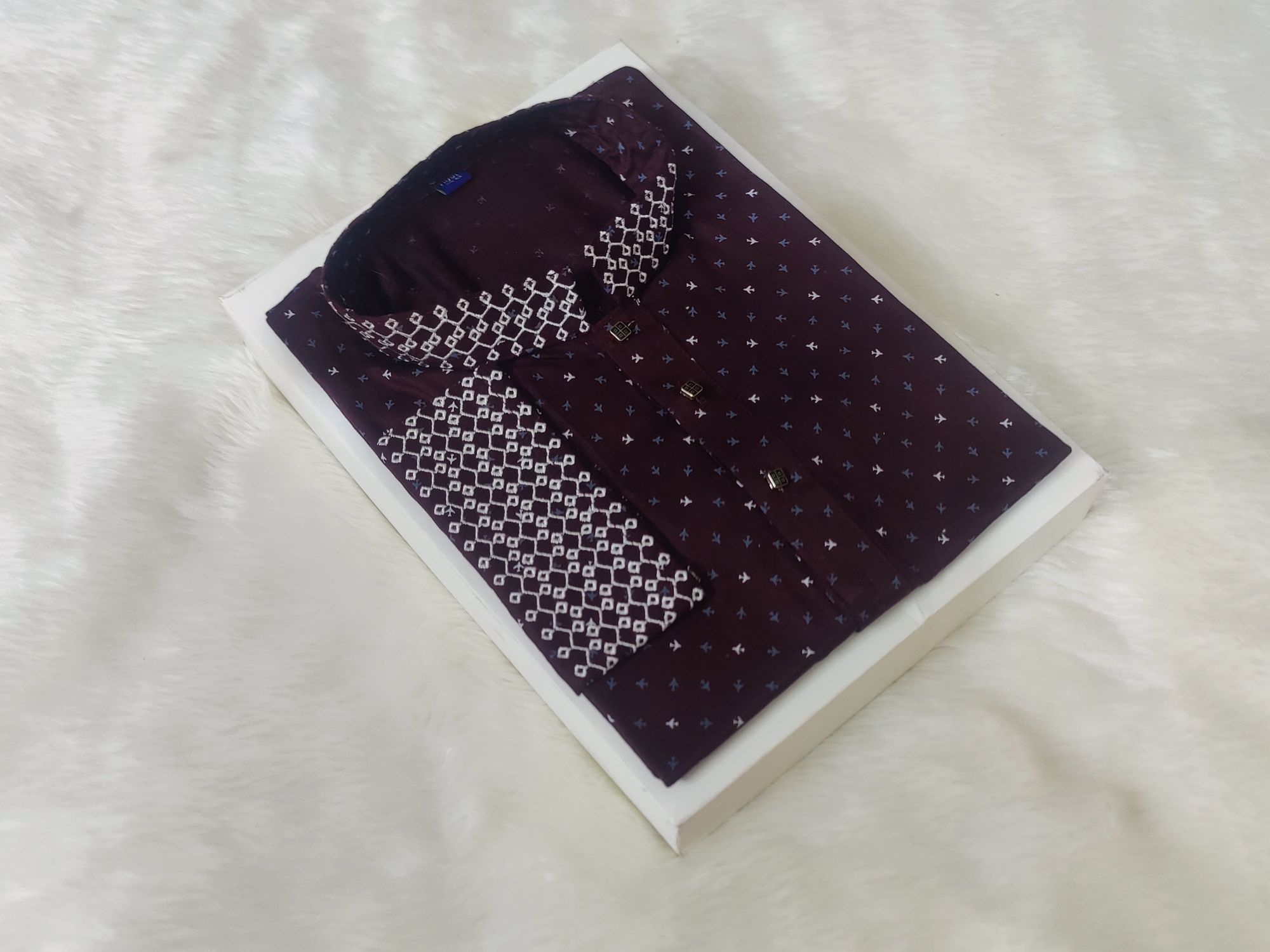 Picture of Glassy sunshine chinese printed high quality febric semi long fashionable semilong panjabi