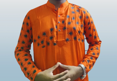 Picture of Red and khaki colours  special panjabi for mens